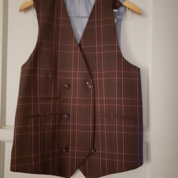 Stunning 3 piece brown/pink plaid men's suit. Designer Tiglio Rosso, 100% wool. - Picture 3 of 9